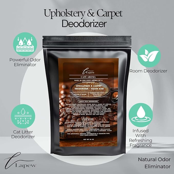 Café Aroma Carpet Freshener Powder Refill 36 oz | Powerful Odor Eliminator for Home | Upholstery Deodorizer | Carpet Deodorizer | Pet Urine | Cat Litter Box-PawvioPets