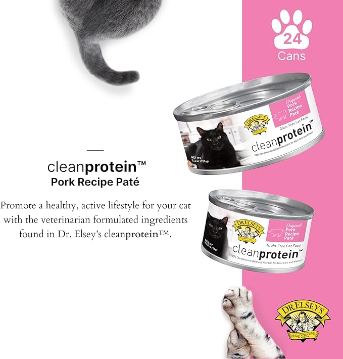 Dr. Elsey's cleanprotein Original Pork Recipe Wet Cat Food, (Pack of 24), 2.75oz Cans-PawvioPets