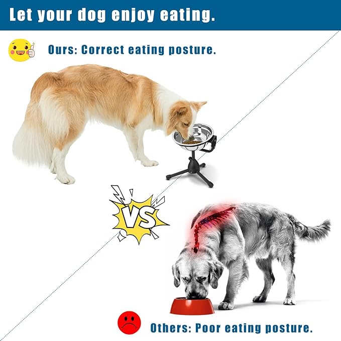 2 Pack Elevated Bowls With Adjustable Metal Stand, Medium Size for Dogs 30-70 lbs, 0.5 Gal 2 Liter, Stainless Steel Food Water Bowl, Height Adjustable Non-Slip Raised Set-PawvioPets