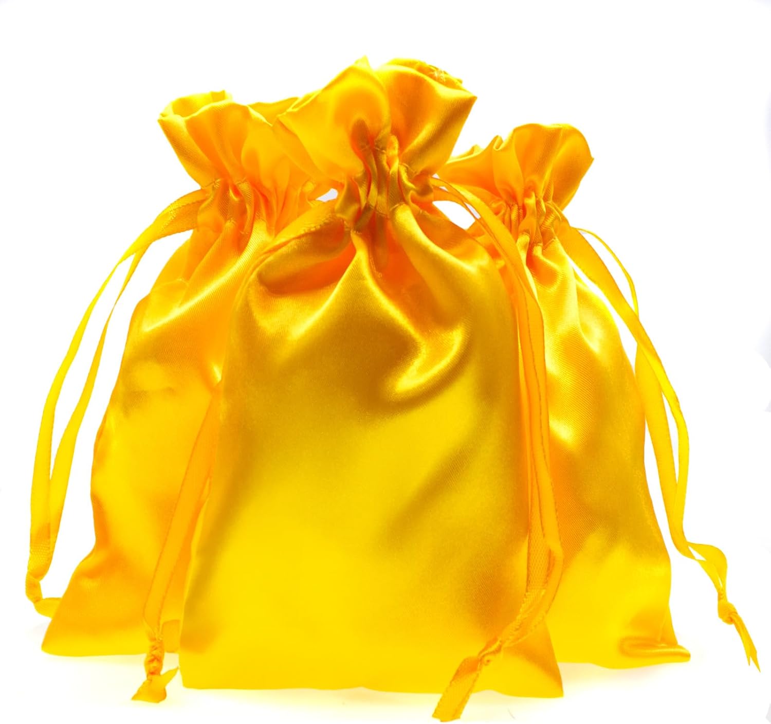 Knitial 4" x 6" Golden Yellow Satin Gift Bags, Jewelry, Wedding Favor Drawstring Bags Baby Shower Christmas 50 Count