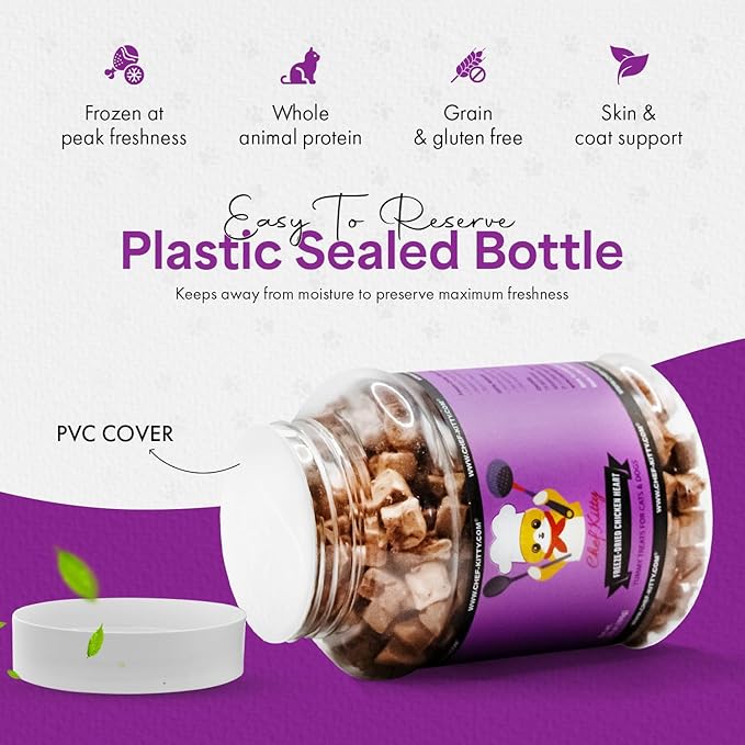 Freeze-Dried Chicken Heart Treats for Cats & Dogs – 100% Human Grade, Single Ingredient, High-Protein, Healthy Snack – No Additives or Preservatives – 2.6oz - Inspected & Tested in USA-PawvioPets