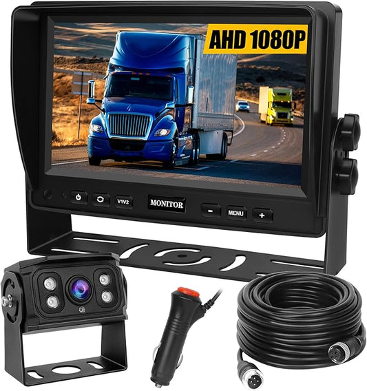 Backup Camera for Truck RV,Back up Camera with Screen Kit HD 1080P 7inch Reverse Monitor,Rear View Cameras for Trailer, Bus/Tractor/Vehicle with 170 Degree,IP69K Waterproof,IR Night Vision.-PawvioPets