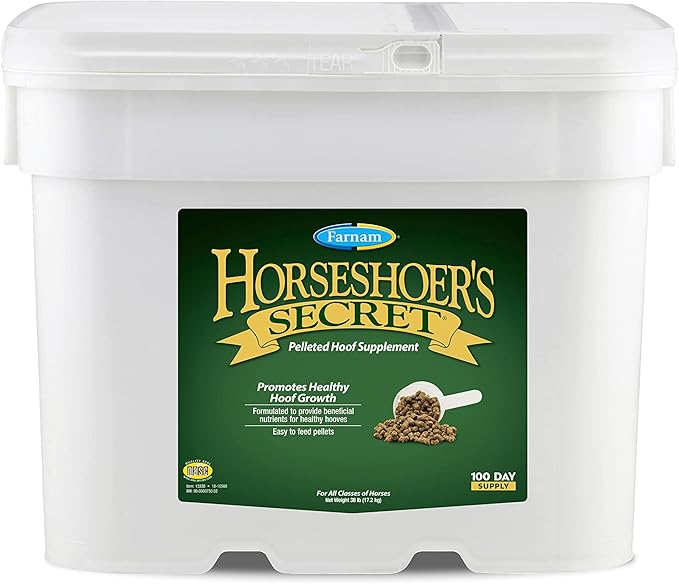 Farnam Horseshoer's Secret Pelleted Hoof Supplements, Promotes healthy hoof growth, maintains hoof walls & supports cracked hooves, 38 lbs., 100 day supply-PawvioPets