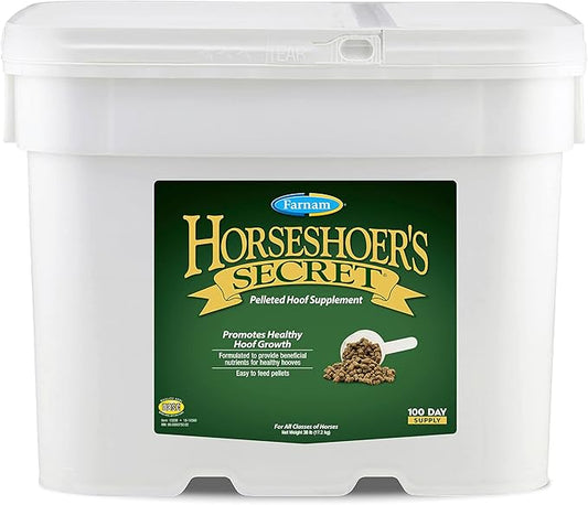 Farnam Horseshoer's Secret Pelleted Hoof Supplements, Promotes healthy hoof growth, maintains hoof walls & supports cracked hooves, 38 lbs., 100 day supply-PawvioPets