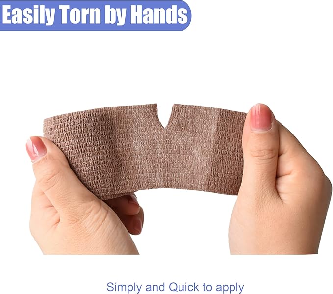 9 Pack 2" x 5 Yards Self Adhesive Bandage Wrap Self Stick Wrap for Ankle, Wrist, Finger, Sports, Breathable Cohesive Vet Tape for Pets (Brown)-PawvioPets