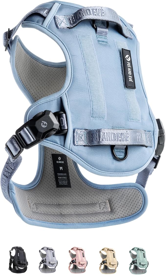 2025 New Edition, Fei & Eve MagEase Dog Harness - 3-Second Magnetic Buckles | 3-Point No-Pull Control | Heavy-Duty 900D Nylon | Dual Safety Handles | Breathable Mesh | Adjustable Fit | Large, Blue-PawvioPets