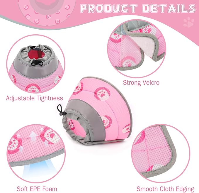 Cat Cone Collar Soft to Stop Licking After Surgery Cat Recovery Collar for Small Large Cats Adjustable Elizabethan Collar-PawvioPets