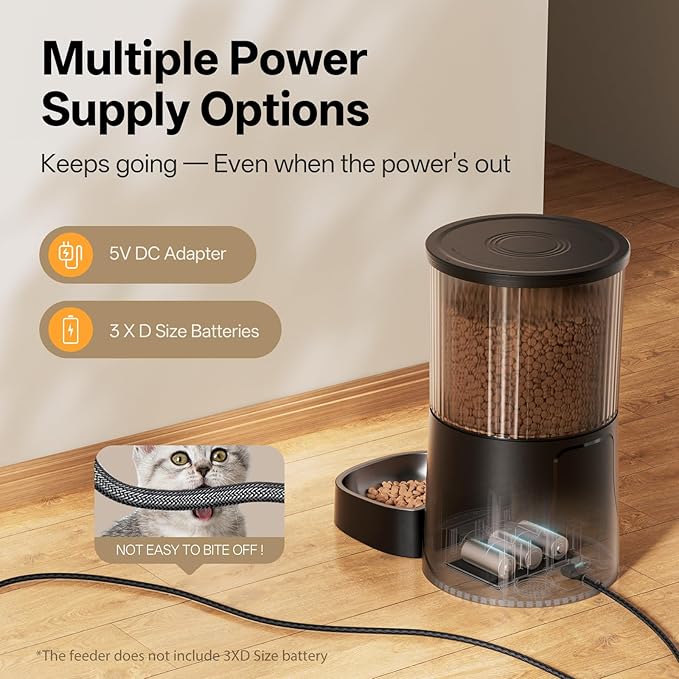 Automatic Cat Feeder WiFi- 5Ghz Cat Food Dispenser with APP Remote Control- Auto Pet Feeder for Small Dog Indoor- Easy to Set Up and Clean- Dual Power with Desiccant Bag& Stainless Steel-PawvioPets
