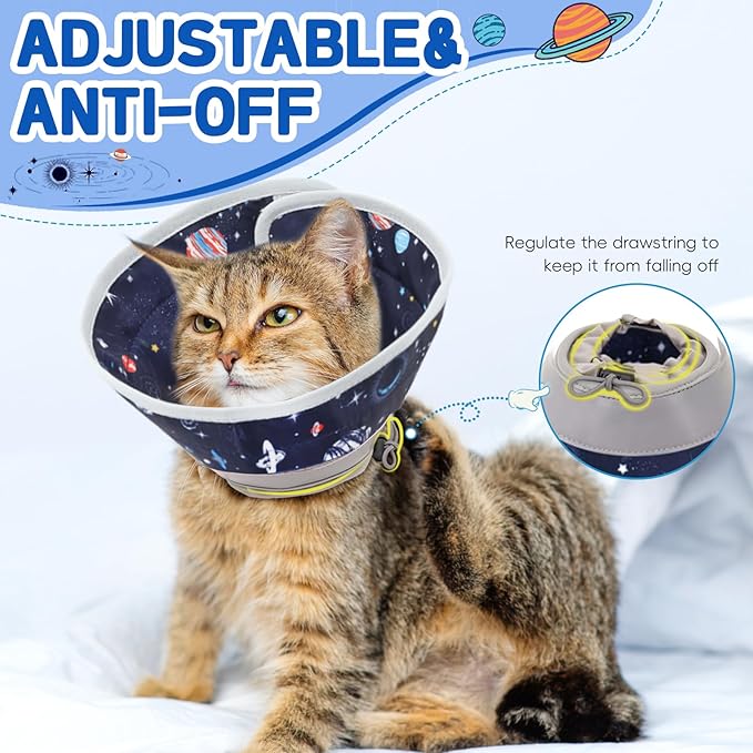 Cat Cone Collar Soft, Comfortable Cat Recovery Collar Pet Cone for Small Large Cats, Lightweight Elizabethan Collar for Cats Kittens After Surgery Prevent from Licking Wounds, Star, S-PawvioPets