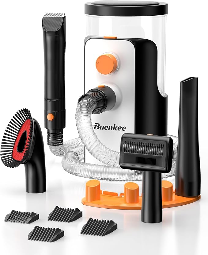 Dog Grooming Vacuum, 4.5L Extra-Large Dust Cup Dog Grooming Kit, 14000Pa High-Suction Pet Groomer with Clippers, Low-Noise All-in-One Shedding Control Set for Home Use-PawvioPets