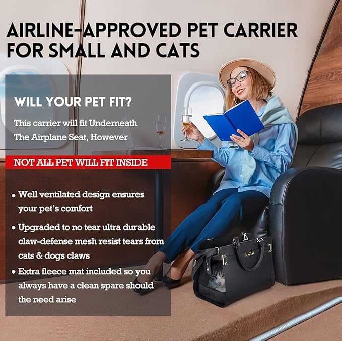 Fashion Pet Carrier Dog Cat Carrier Purse Soft-Sided Leather Handbag Pet Tote Bag for Small Dogs Puppy and Cats TSA Airline Approved-PawvioPets