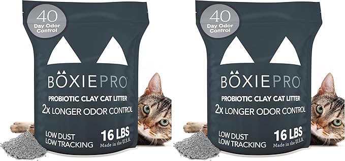 Boxie® Probiotic 40 Day Natural Odor Control Cat Litter, 16lb Clumping Clay Kitty Litter (Pack of 2)-PawvioPets