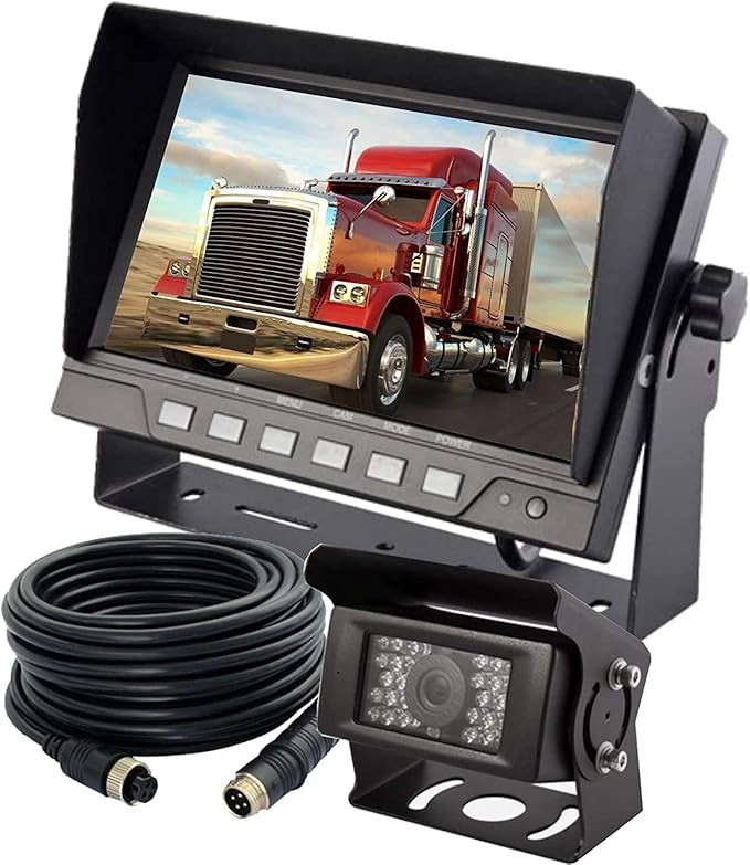 AHD 1080P 7" Wired Reverse Rear View Backup Camera System,Guide line,IP69K Waterproof IR Night Vision Camera, for Tractor/Truck/RV/Excavator/Caravan/Skid Steer/Heavy Equipment-PawvioPets