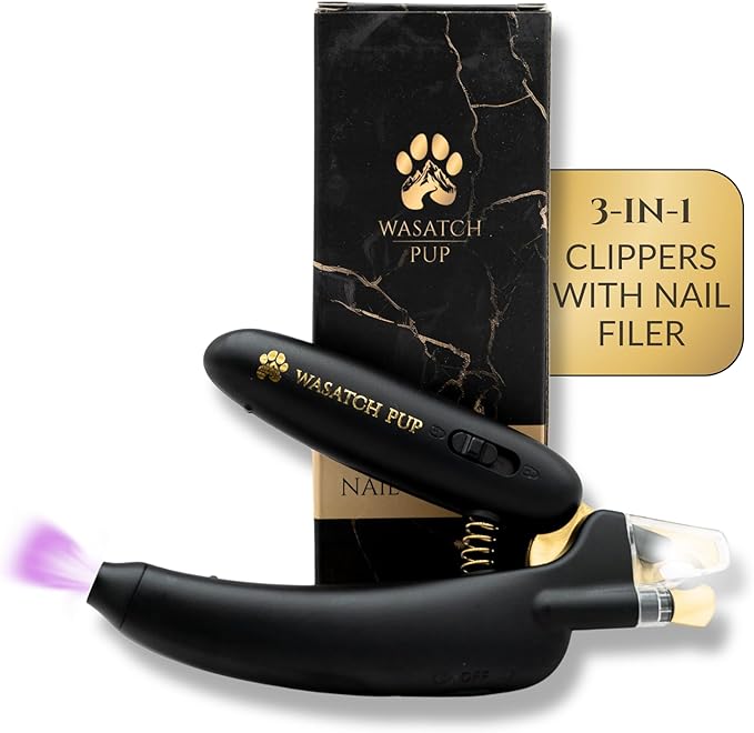 3-in-1 Dog Nail Trimmers and Pet Nail Clippers - Professional Grade with Stainless Steel Blades, LED & UV Light, and Nail Filer for Safety & Precise Toenail Pet Grooming - S to M Dogs-PawvioPets