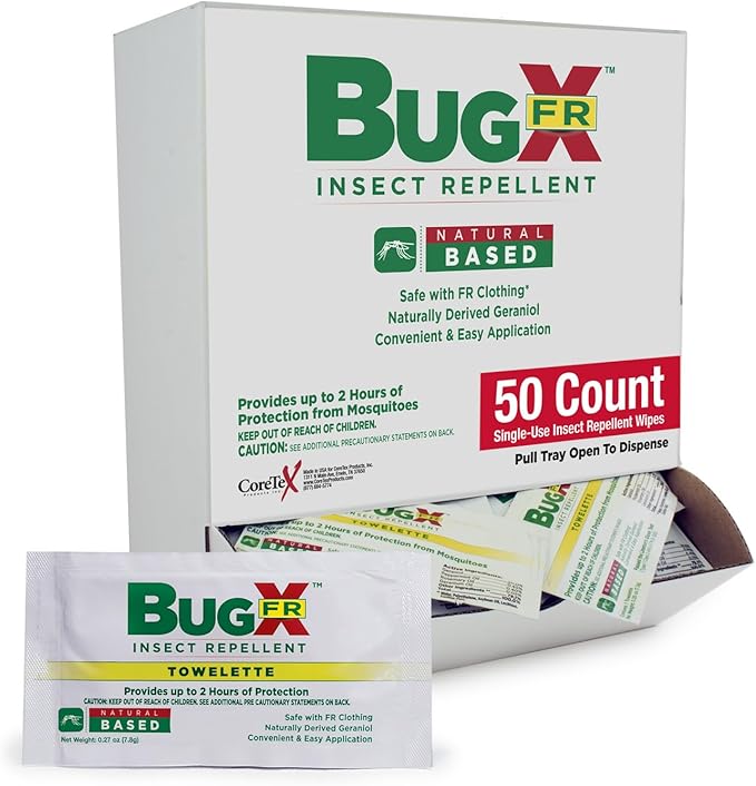 CoreTex Bug X FR DEET-Free Insect Repellent Wipes - Pack of 50 Single-Use, Naturally Derived Geranium Oil Bug Wipes - Protects Against Flies, Fleas & Mosquitoes - Travel Mosquito Repellent Towelettes-PawvioPets