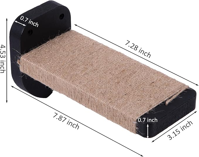 3pcs Wall Steps for Cats, Climbing Mounted Furniture, Shelves With Hemp Rope Covered, Solid Wood Ladder for Playing and Climbing (Large-Black)-PawvioPets