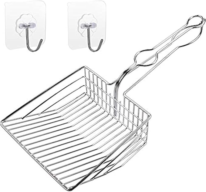 All Metal Litter Scoop, Solid Metal Sifter, Cat Litter Scoop Metal Jumbo, Cat Urine Scoop, Litter Scooper with Holder, Litter Scooper Holder, Jumbo Cat Litter Scoop Sifter Scooper Holder-PawvioPets