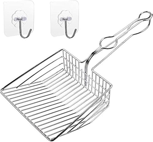 All Metal Litter Scoop, Solid Metal Sifter, Cat Litter Scoop Metal Jumbo, Cat Urine Scoop, Litter Scooper with Holder, Litter Scooper Holder, Jumbo Cat Litter Scoop Sifter Scooper Holder-PawvioPets