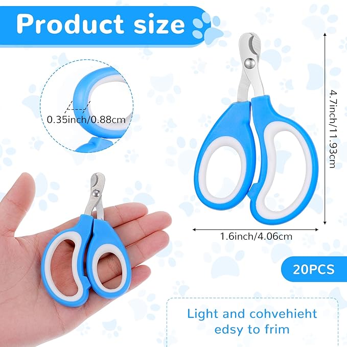 20 Pcs Cat Nail Clipper Bulk Kitten Claw Trimmer Pet Nail Cutter Claw Care for Cats, Kittens, Bunny, Puppy, Rabbit, Gatos, and More-PawvioPets