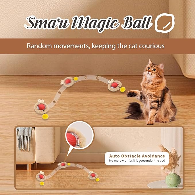 28-Inch Automatic Cat Toys Cat Play Mat with Motion-Activated Rolling Ball–Interactive Hide-and-Seek Cat Toy for Indoor Cats’ Exercise-PawvioPets