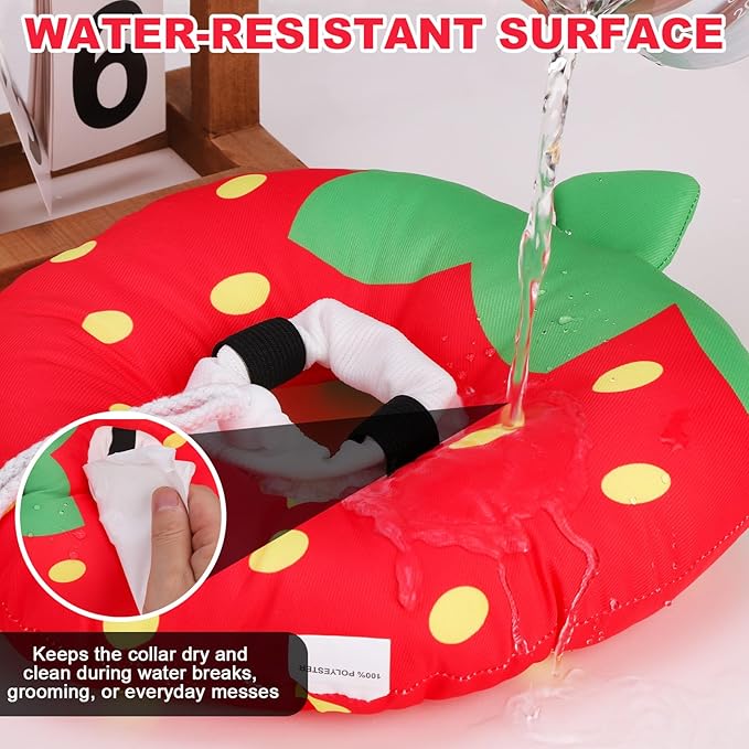 BINGPET Cat Cone Collar Soft,Waterproof Cat Recovery Collar to Stop Licking,Cute Donut Elizabethan e Collar for Cats Kittens Puppies Wound Healing After Surgery(Strawberry,Small)-PawvioPets