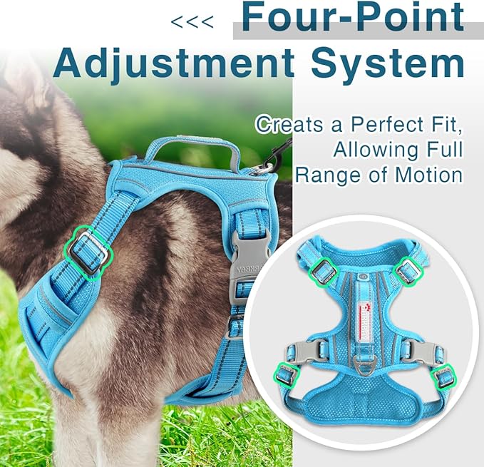 BARKBAY Dog Harness No Pull with ID Tag Pocket - Heavy Duty, Reflective, Easy Control for Large Dogs(Blue,XL)-PawvioPets