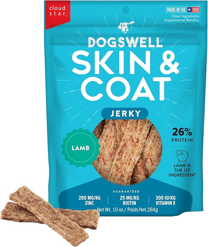 Dogswell Skin & Coat Jerky Dog Treats, Lamb, 10 oz. Bag-PawvioPets