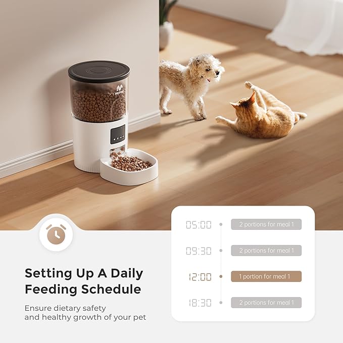 Automatic Cat Feeder - 3L Pet Dry Food Dispenser with Timed Programmable Portion Control, Dual Power Backup, Easy Set Up, 10 Meals Per Day for Cats and Puppies（Remote Not Supported）-PawvioPets