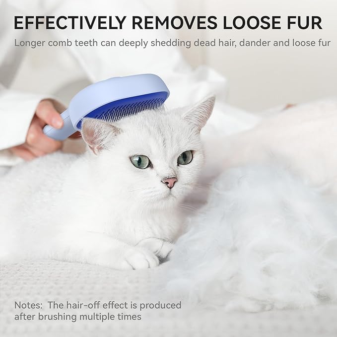 aumuca Self Cleaning Slicker Brush, Cat Brushes for Indoor Cats, Horses Grooming Deshedding Brush, Pet Massage Removes Loose Fur, Blue-PawvioPets