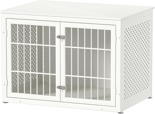 42" Heavy Duty Dog Crate Furniture for Large and Medium Dogs, Enclosed Design Wooden Metal Kennel, Wooden Cage Furniture Indoor, Decorative Dog Kennel End Table-PawvioPets