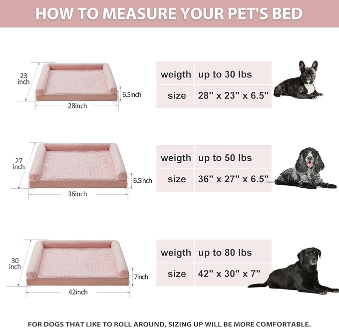 BFPETHOME Dog Beds for Large Dogs, Orthopedic Dog Bed for Medium Large Dogs,Big Waterproof Couch Pet Bed with Removable Washable Cover-PawvioPets