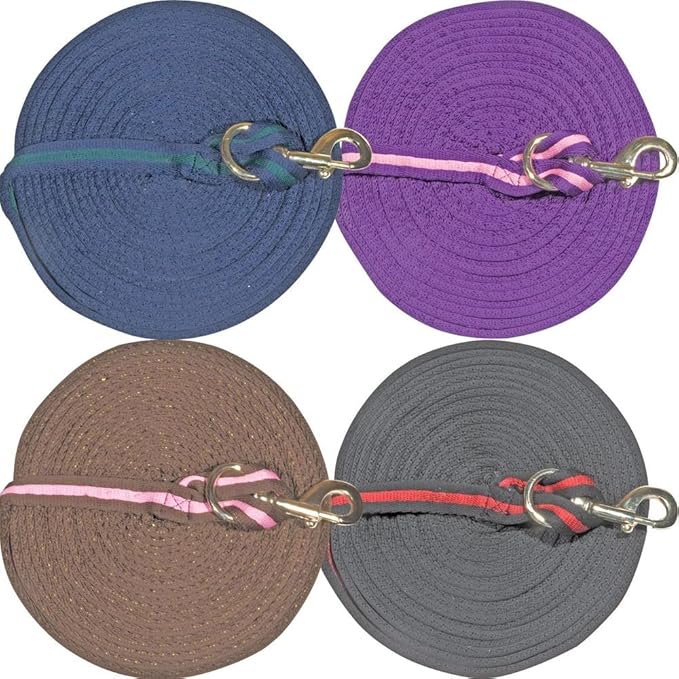 Dura-Tech Cushion Lunge Line for Horses | Stable Use & Horse Training | Horse Lunge Line with Snap | Durable Horse Lead Rope | 30 Foot Length | Replaceable Brass Snap-PawvioPets