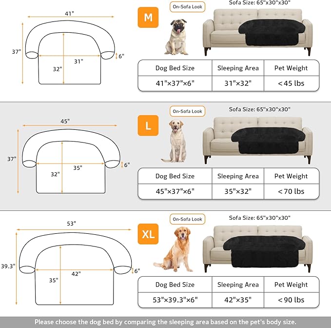 GGIB Calming Dog Bed Fluffy Plush Dog Mat for Furniture Protector with Removable Washable Cover for Large Medium Small Dogs and Cats (Large, Black)-PawvioPets