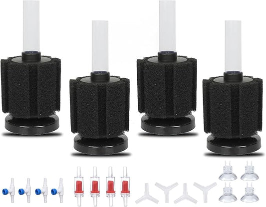 ALEGI 4pcs Large Aquarium Sponge Filter with Suction Cups, Check Valves for Breeding Fry Betta Shrimp Fish Tank (Small up to 10-20Gal 4 Pcs)-PawvioPets