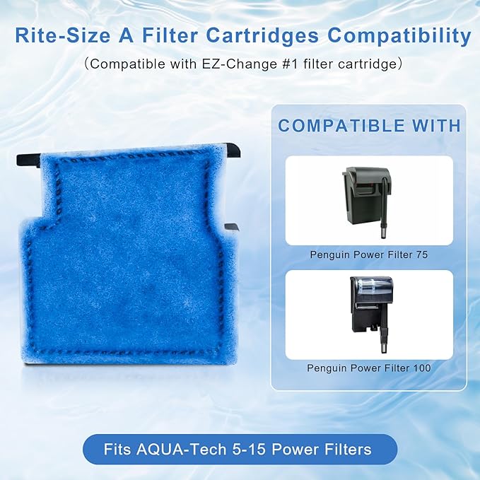 Aquarium Filter Cartridge Replacement Rite-Size A Filter Cartridges Compatible with MarineLand Penguin Power Filters 75 & 100 and for Aqua-Tech(EZ-Change #1) 5-15 Power Filters, 10 Pack-PawvioPets