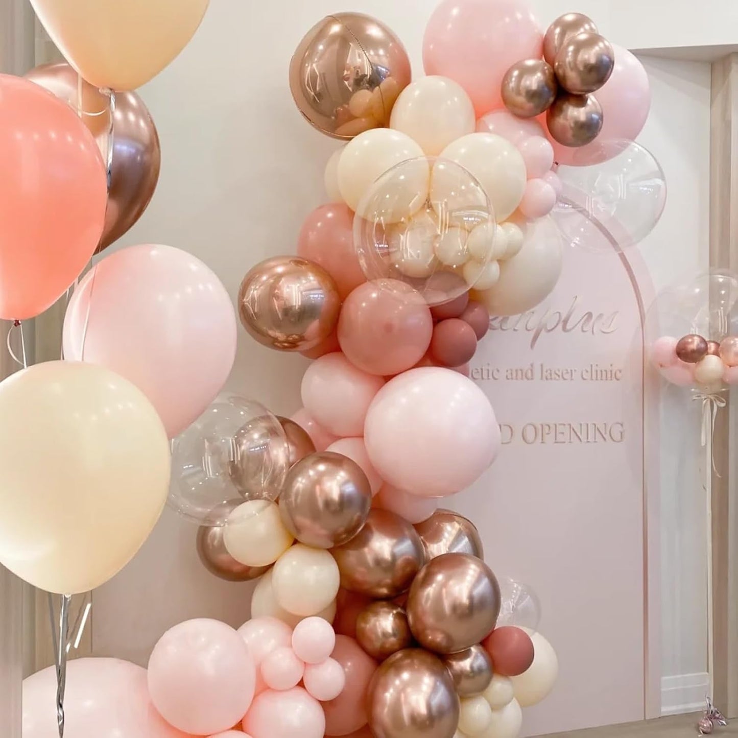90pack Rose Gold Balloons Different Size 18/12/10/5 Inch Rose Gold Balloon Garland Arch Kit for Graduation, Wedding, Birthday, Princess Theme Party, Valentine's Day Party Decorations