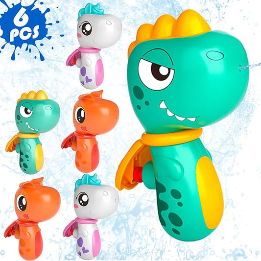 6 Pack Animal Water Gun for Kids, Mini Squirt Gun Water Blaster Soaker Toys, Dinosaur Dog Unicorn Shape Small Water Pistol Gun for Summer Outdoor Pool/Beach/Yard/Party Play-PawvioPets