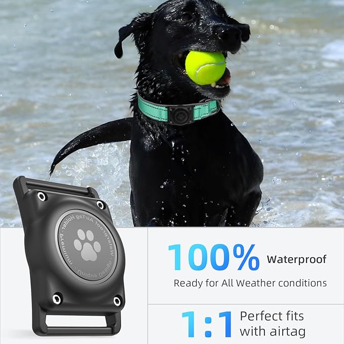 Airtag Dog Collar - 100% Waterproof Air tag Dog Collar Holder for Apple AirTag, Reflective, Soft Padded, Everlasting, GPS Dog Collar for Small Medium Large Dogs (Teal, L)-PawvioPets