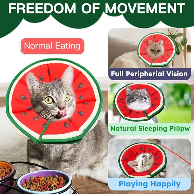 Cat Cone Collar Soft, Waterproof Cat Recovery Collar After Surgery, Adjustable Pet Donut Collar, Safety Elizabethan Collar to Prevent Licking Wounds for Kittens, Pet Cone Alternative-PawvioPets