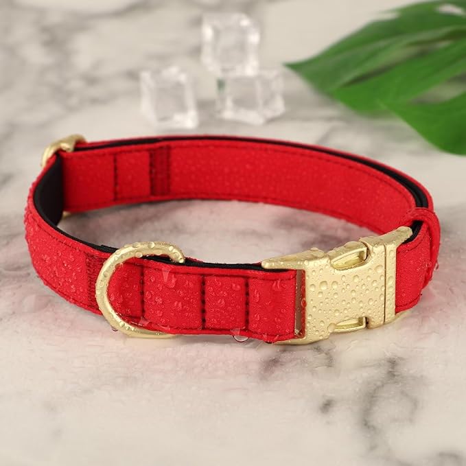Didog Soft Padded Dog Collar for Large Dogs, Colorful and Durable Pet Collar with Quick Release Buckle, Light and Breathable for Daily Walking, Red, L-PawvioPets