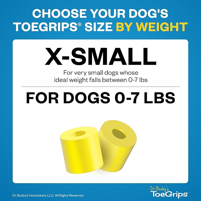 Dr Buzby's XSmall ToeGrips for Dogs - Instant Traction on Wood/Hardwood Floors - Anti Slip Relief - Grippers for Senior Dogs - Stop Sliding Instantly - Rubber Nails for Paws - 1 Pack (20 Grips)-PawvioPets
