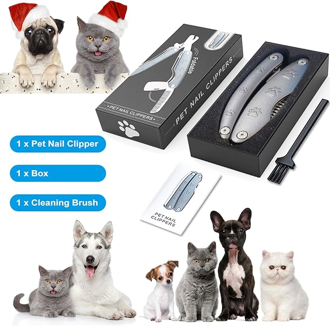Best Dog Nail Trimmers for Anxiety Sensitive Dogs, Quiet Sharpest Smoothest Nail Clippers for Large Dog Medium Small, Professional Stainless Steel with Nail File & Comb, Left-Handed Friendly-PawvioPets