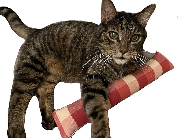 15" Catnip Cat Kicker Toys/Kitty Kick Sticks/Cat-Nip Kick Sticks (Beige and Red Plaid) (Kickers Filled with 1 oz Premium Canadian Catnip)-PawvioPets