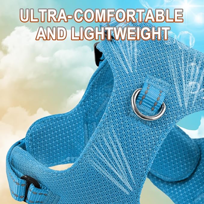 BARKBAY Dog Harness, Reflective Adjustable Puppy No Pull Harness, Breathable Soft, Blue, XXS-PawvioPets