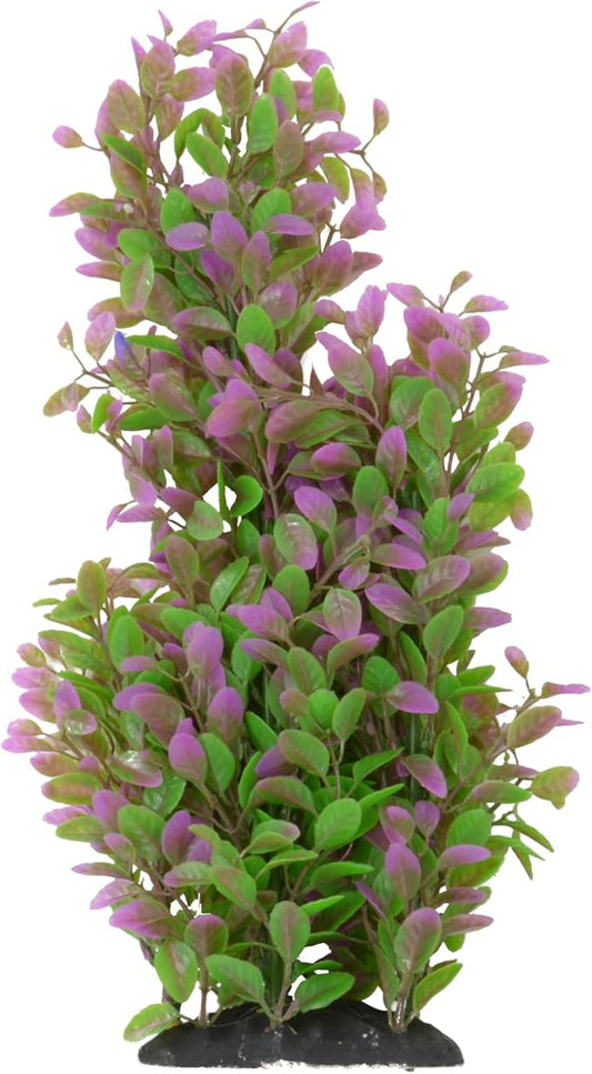 CNZ Aquarium Plastic Plant Decoration w Ceramic Base Medium 14.5-inch, Green Purple-PawvioPets