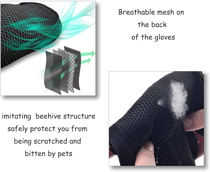 Gentle Deshedding Pet Grooming Mitt - Efficient Hair Remover Brush for Dogs, Cats, Horses with Long & Short Fur (1 Pair)-PawvioPets