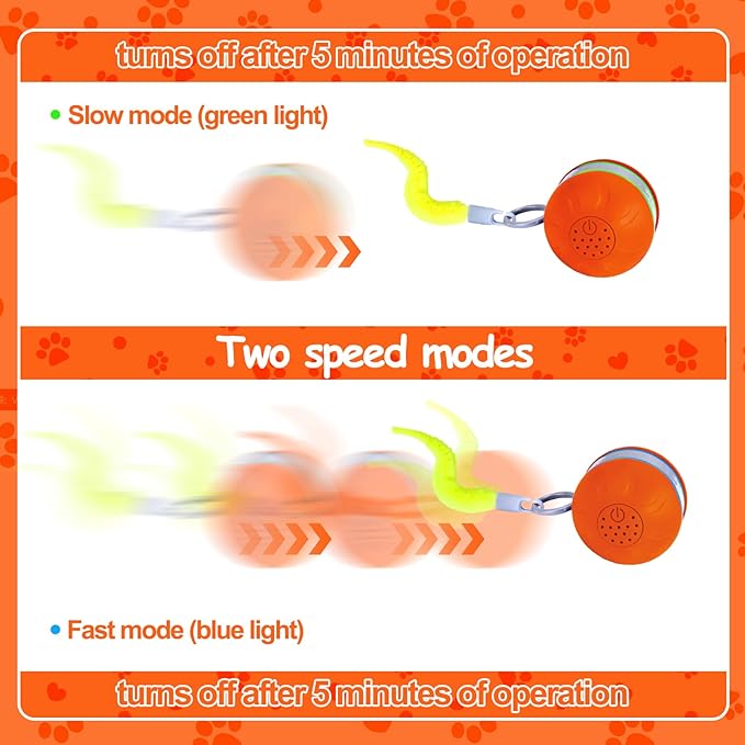 AIERSA Interactive Cat Toys for Indoor Adult Cats, Automatic Self-Play Cat Ball Toy for Kitten to Keep Them Busy, Electric Moving Chase Toy (Orange)-PawvioPets