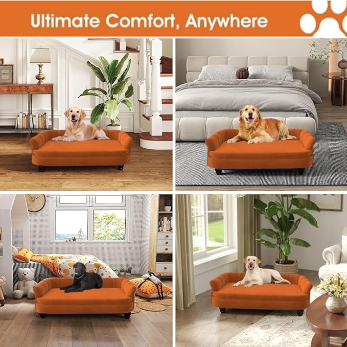 Dog Couch Sofa Bed, Comfortable Pet Sofa for Large and Medium Dogs, Soft Velvet Cushion, Durable Dog Furniture for Living Room-PawvioPets
