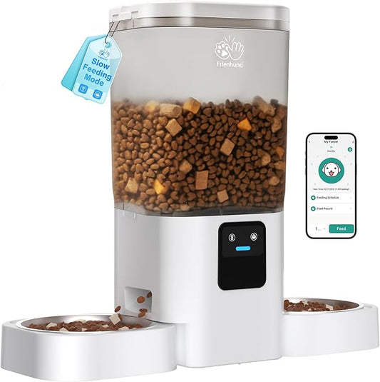 5G WiFi Automatic Cat Feeder with Slow Feed for 2 Cats: Automatic Dog Feeder with 7L Large Food Storage, Cat Food Dispenser with Alexa for Multiple Pets, Detachable for Easy Cleaning -29 Cup-PawvioPets