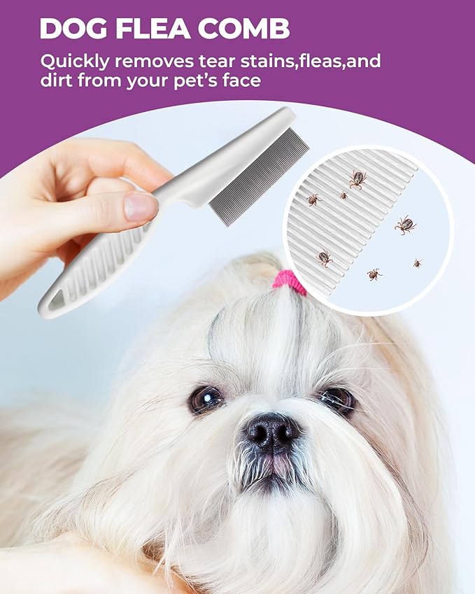 Dog Brush for Shedding Grooming,6 Pack Long-Pin Brush Set for Long Haired Dog Cat Goldendoodles Poodles Doodles Purple-PawvioPets